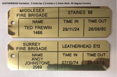 Firefighters Leaving Plaque - BA Tally - Leatherhead Station Variation