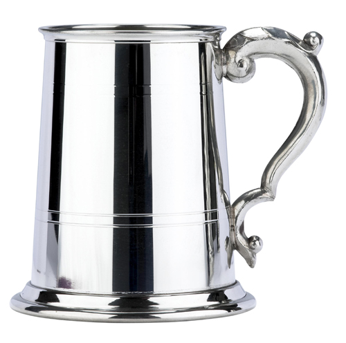 One Pint Lined Pewter Tankard with lid Engraved Free 